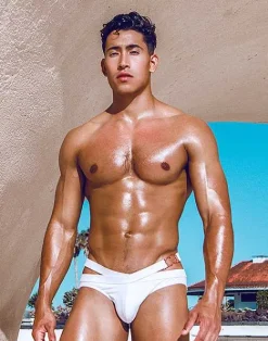 2EROS Swimwear^Blk Double Strap Swim Brief-White