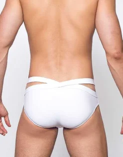 2EROS Swimwear^Blk Double Strap Swim Brief-White