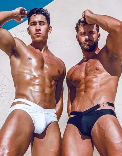 2EROS Swimwear^Blk Double Strap Swim Brief-White