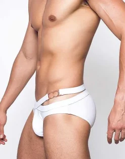 2EROS Swimwear^Blk Double Strap Swim Brief-White