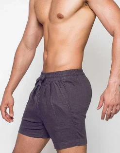 2EROS Shirts & Vests^Breezy 6" Classic Linen Shorts-Dark Gray