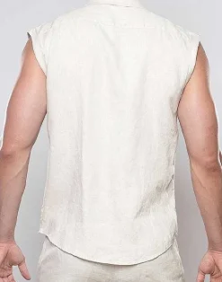 2EROS Shirts & Vests^Breezy Linen Single Button Wrap Vest-Beige