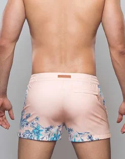 2EROS Sustainable Beachwear^S50 Print Swim Shorts-Tahiti Peach