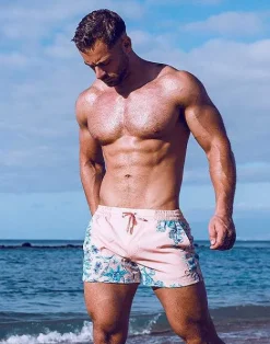 2EROS Beach Shorts^S50 Print Swim Shorts-Tahiti Peach