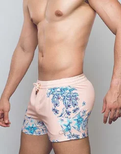 2EROS Beach Shorts^S50 Print Swim Shorts-Tahiti Peach