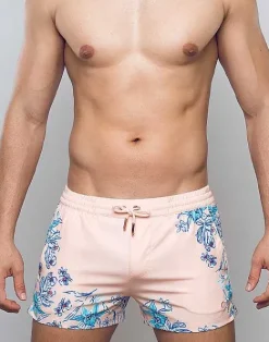 2EROS Beach Shorts^S50 Print Swim Shorts-Tahiti Peach