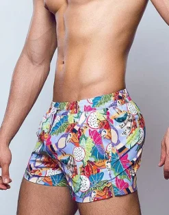 2EROS Beach Shorts^S50 Print Swimshorts-Aves Purple