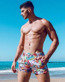 2EROS Sustainable Beachwear^S50 Print Swimshorts-Aves Purple