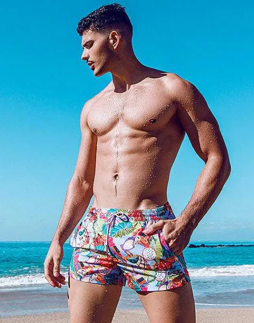 2EROS Sustainable Beachwear^S50 Print Swimshorts-Aves Purple