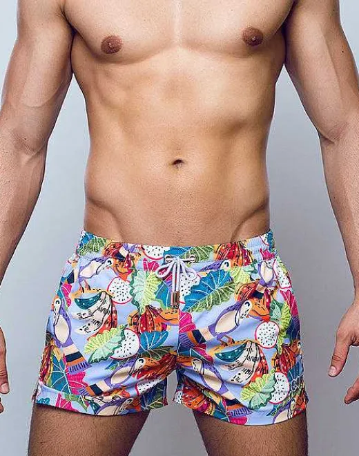 2EROS Sustainable Beachwear^S50 Print Swimshorts-Aves Purple