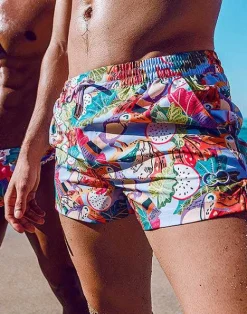 2EROS Sustainable Beachwear^S50 Print Swimshorts-Aves Purple