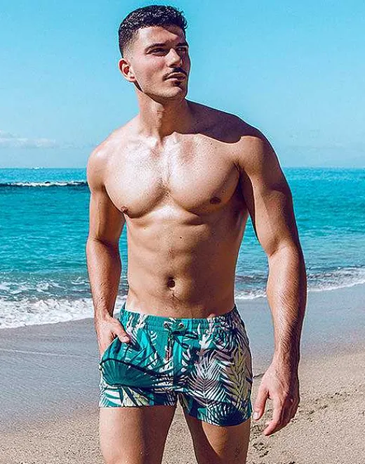 2EROS Beach Shorts^S50 Print Swimshorts-Feuille Green