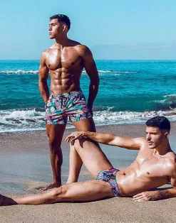 2EROS Beach Shorts^S50 Print Swimshorts-Monstera Black