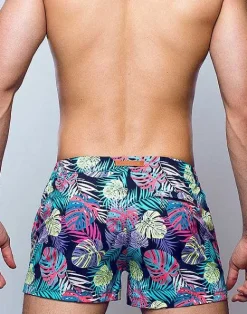 2EROS Beach Shorts^S50 Print Swimshorts-Monstera Black