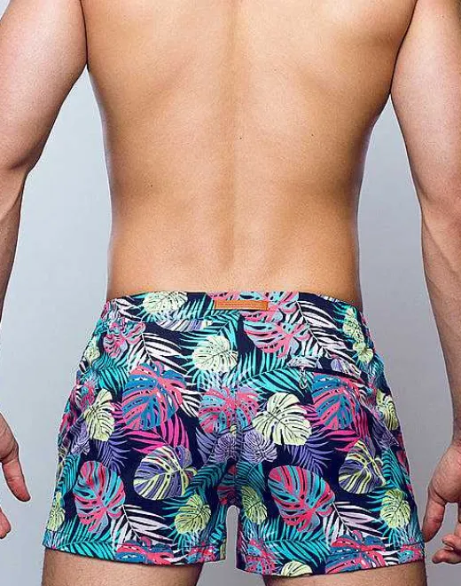2EROS Beach Shorts^S50 Print Swimshorts-Monstera Black