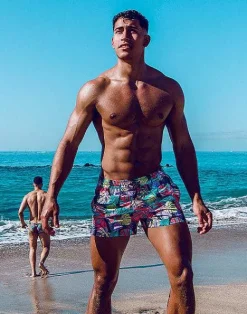2EROS Sustainable Beachwear^S50 Print Swimshorts-Monstera Black