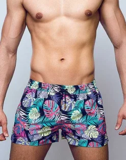 2EROS Sustainable Beachwear^S50 Print Swimshorts-Monstera Black