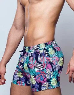 2EROS Sustainable Beachwear^S50 Print Swimshorts-Monstera Black