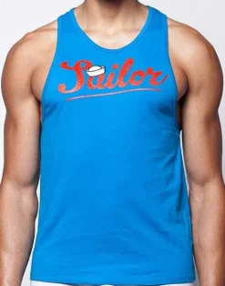 2EROS Beach Tops^Tx12 Anchor Singlet-Blue