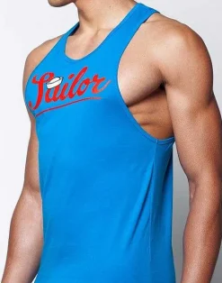 2EROS Beach Tops^Tx12 Anchor Singlet-Blue
