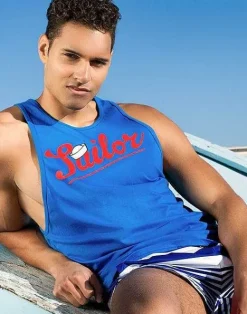 2EROS Beach Tops^Tx12 Anchor Singlet-Blue