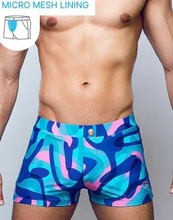 2EROS Sustainable Beachwear^V60 Bondi Print Swim Trunks-Kai Blue