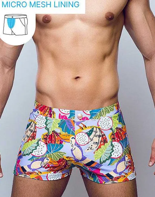 2EROS Swimwear^V60 Bondi Print Swim Trunks-Aves Purple