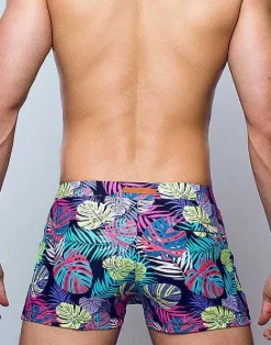 2EROS Sustainable Beachwear^V60 Bondi Print Swim Trunks-Monstera Black