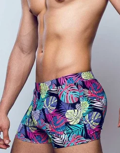 2EROS Sustainable Beachwear^V60 Bondi Print Swim Trunks-Monstera Black