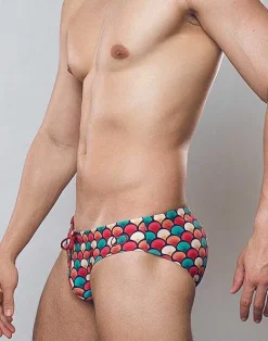 2EROS Sustainable Beachwear^V10 Print Swim Brief-Retro Red