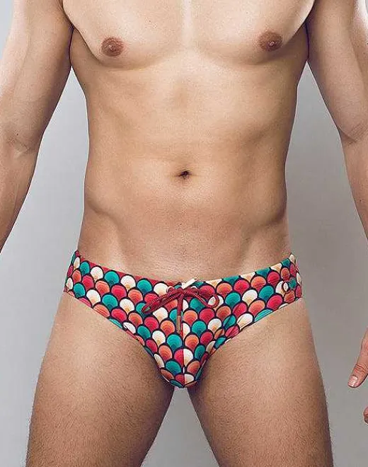 2EROS Swimwear^V10 Print Swim Brief-Retro Red