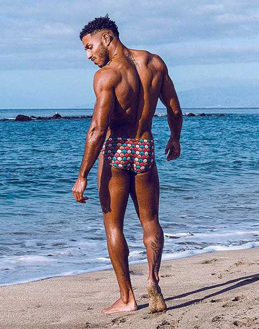 2EROS Swimwear^V10 Print Swim Brief-Retro Red