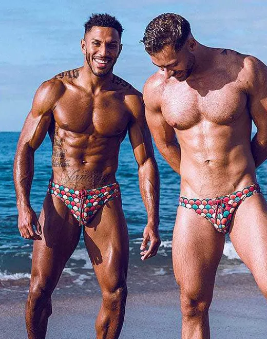 2EROS Swimwear^V10 Print Swim Brief-Retro Red