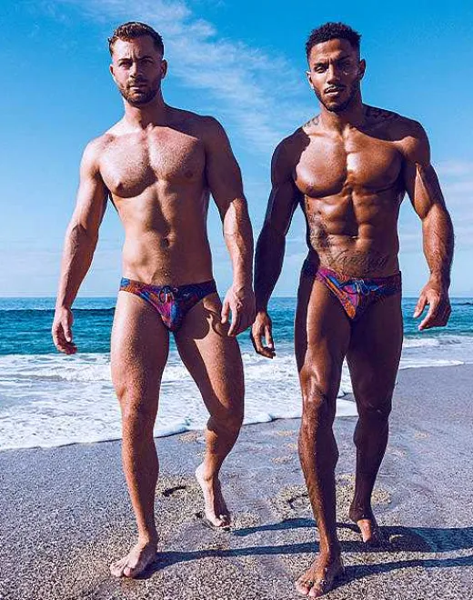 2EROS Sustainable Beachwear^V20 Print Swim Brief-Stallion Navy