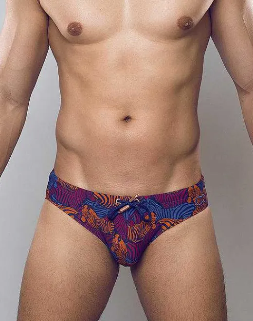 2EROS Sustainable Beachwear^V10 Print Swim Brief-Stallion Navy