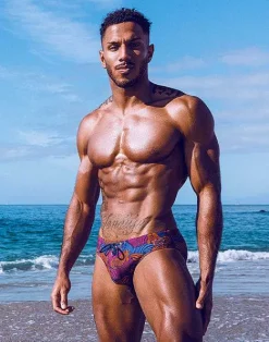 2EROS Sustainable Beachwear^V10 Print Swim Brief-Stallion Navy