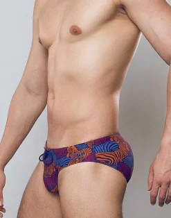 2EROS Sustainable Beachwear^V10 Print Swim Brief-Stallion Navy