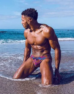 2EROS Swimwear^V10 Print Swim Brief-Stallion Navy
