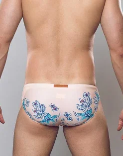 2EROS Sustainable Beachwear^V20 Print Swim Brief-Tahiti Peach