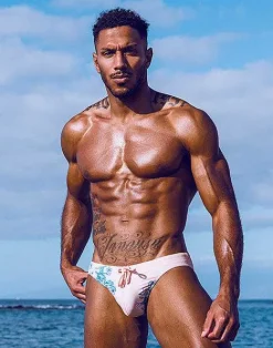 2EROS Sustainable Beachwear^V20 Print Swim Brief-Tahiti Peach