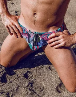2EROS Sustainable Beachwear^V10 Print Swimwear-Monstera Black